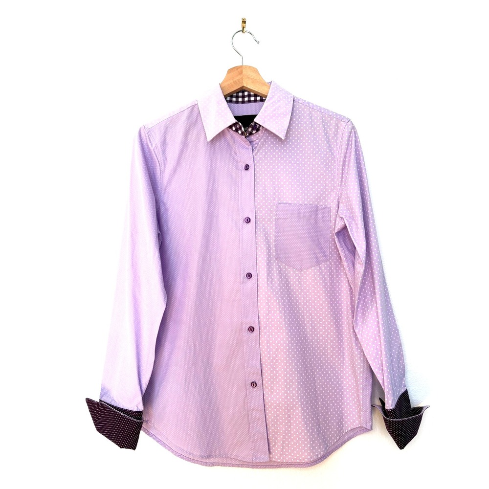 Le Superbe Ex-Boyfriend Double Cuff Button Down Shirt in Lavender Fields Sz: 8/M